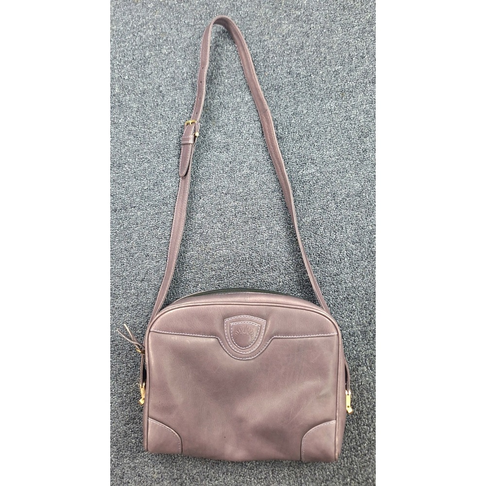 Vintage Aries Piel‎ Bovino Purple Handbag Gold Silver Hardware